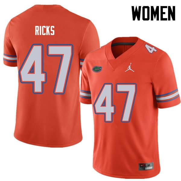 Women's NCAA Florida Gators Isaac Ricks #47 Stitched Authentic Jordan Brand Orange College Football Jersey LCN5165OJ